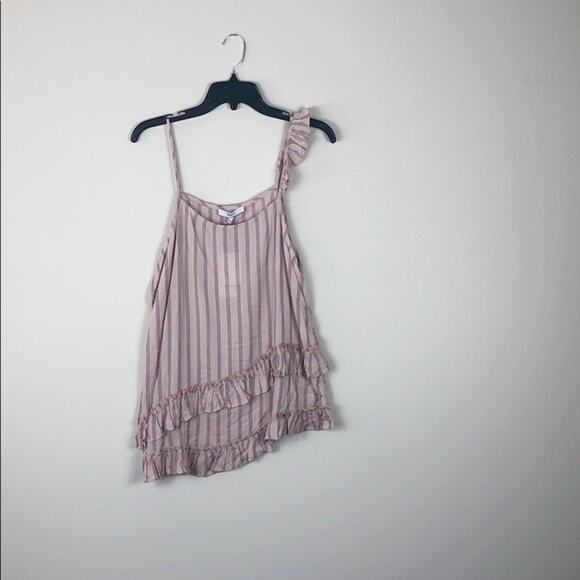 Ro & De Top Striped Asymmetrical Ruffle Tank Top - Picture 7 of 7